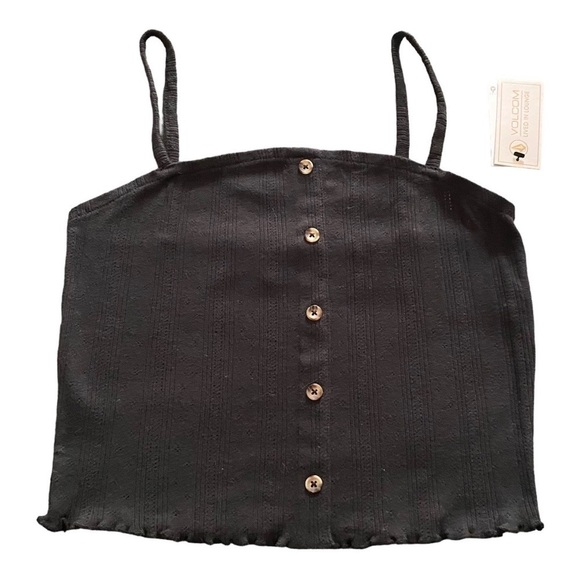 NWT-VOLCOM-BLACK CROP TOP-SIZE SMALL - Picture 1 of 3